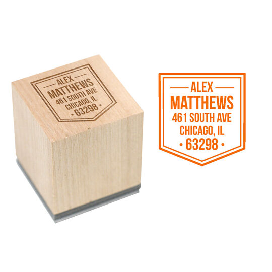 Pocket Square Wood Block Rubber Stamp